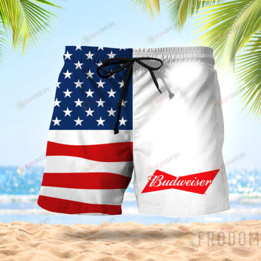 USA Flag Fourth Of July Budweiser Hawaiian Shorts Summer Shorts Men Shorts - Print Shorts