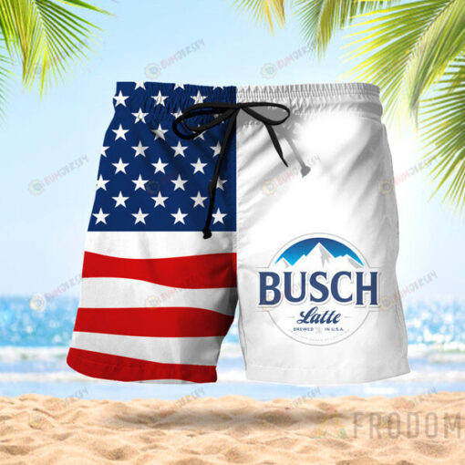 USA Flag Fourth Of July Busch Latte Hawaiian Shorts Summer Shorts Men Shorts - Print Shorts