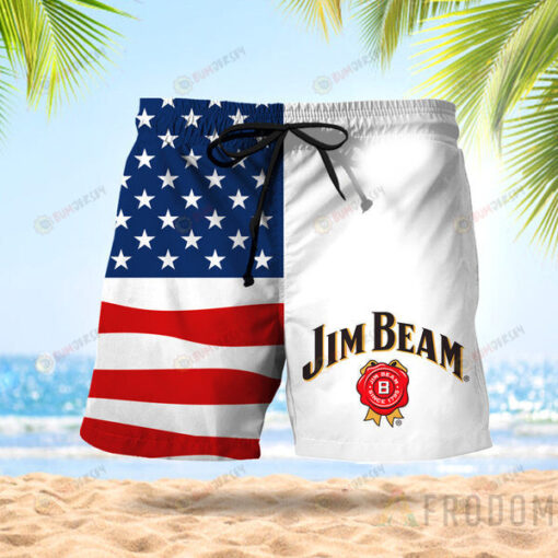 USA Flag Fourth Of July Jim Beam Hawaiian Shorts Summer Shorts Men Shorts - Print Shorts