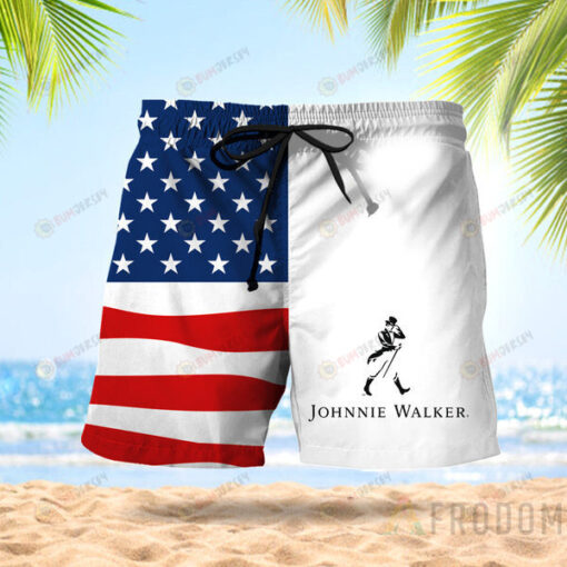 USA Flag Fourth Of July Johnnie Walker Hawaiian Shorts Summer Shorts Men Shorts - Print Shorts