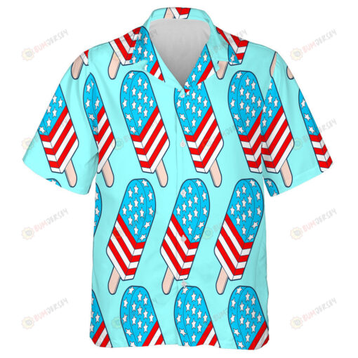 USA Ice Cream Patriotic National Dessert In America Background Hawaiian Shirt
