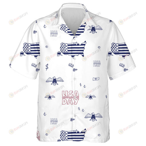 USA Independence Day Hand Drawn Symbols Pattern Hawaiian Shirt