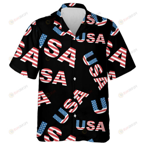 USA Letter Made By Flag Black Background Pattern Hawaiian Shirt