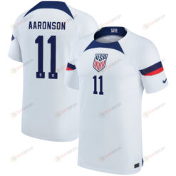 USA National Team 2022-23 Qatar World Cup Aaronson 11 Home Youth Jersey