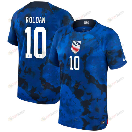 USA National Team 2022-23 Qatar World Cup Cristian Roldan 10 Away Youth Jersey