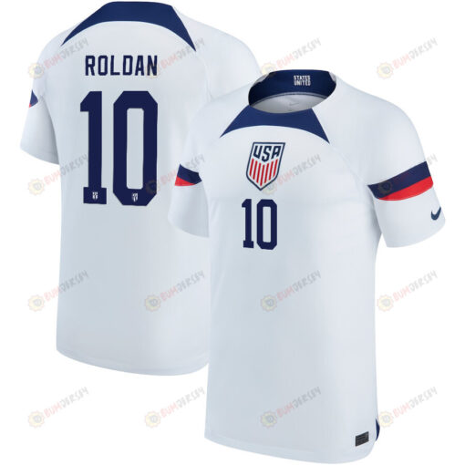 USA National Team 2022-23 Qatar World Cup Cristian Roldan 10 Home Men Jersey - White