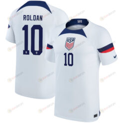 USA National Team 2022-23 Qatar World Cup Cristian Roldan 10 Home Youth Jersey