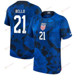 USA National Team 2022-23 Qatar World Cup George Bello 21 Away Youth Jersey