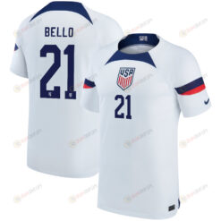 USA National Team 2022-23 Qatar World Cup George Bello 21 Home Youth Jersey