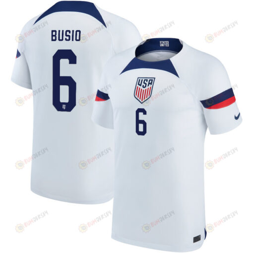 USA National Team 2022-23 Qatar World Cup Gianluca Busio 6 Home Men Jersey - White