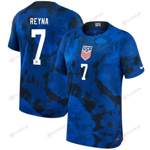 USA National Team 2022-23 Qatar World Cup Giovanni Reyna 7 Away Men Jersey