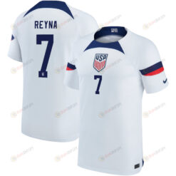 USA National Team 2022-23 Qatar World Cup Giovanni Reyna 7 Home Men Jersey - White