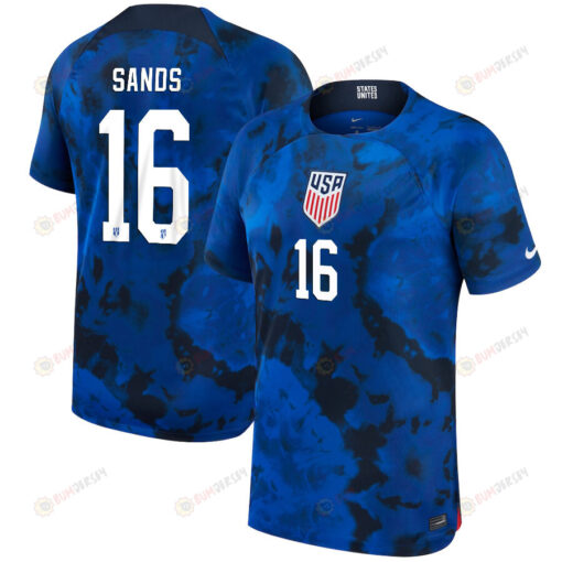 USA National Team 2022-23 Qatar World Cup James Sands 16 Away Men Jersey