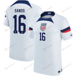 USA National Team 2022-23 Qatar World Cup James Sands 16 Home Men Jersey - White