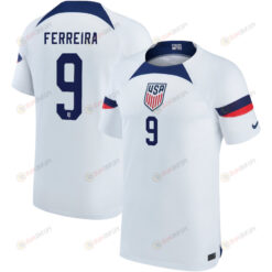 USA National Team 2022-23 Qatar World Cup Jesus Ferreira 9 Home Men Jersey - White