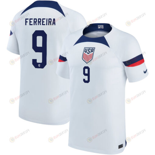 USA National Team 2022-23 Qatar World Cup Jesus Ferreira 9 Home Men Jersey - White