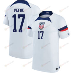USA National Team 2022-23 Qatar World Cup Jordan Pefok 17 Home Men Jersey - White