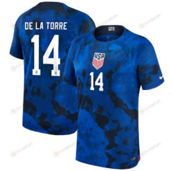 USA National Team 2022-23 Qatar World Cup Luca De La Torre 14 Away Youth Jersey