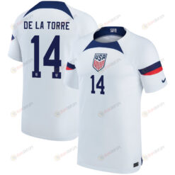 USA National Team 2022-23 Qatar World Cup Luca De La Torre 14 Home Youth Jersey