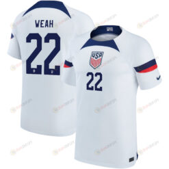 USA National Team 2022-23 Qatar World Cup Timothy Weah 22 Home Men Jersey - White