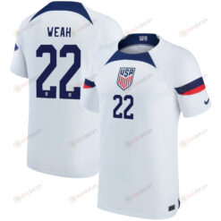 USA National Team 2022-23 Qatar World Cup Timothy Weah 22 Home Youth Jersey