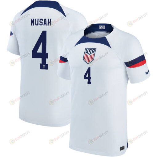 USA National Team 2022-23 Qatar World Cup Yunus Musah 4 Home Men Jersey - White