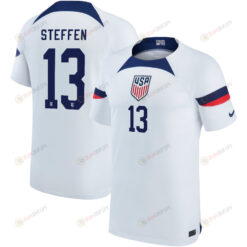 USA National Team 2022-23 Qatar World Cup Zack Steffen 13 Home Men Jersey - White