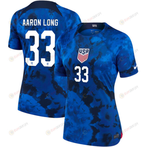 USA National Team 2022 Qatar World Cup Aaron Long 33 Blue Away Women Jersey