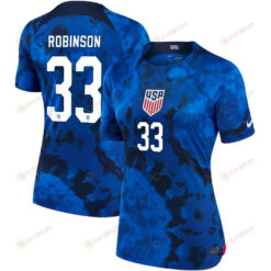 USA National Team 2022 Qatar World Cup Antonee Robinson 33 Blue Away Women Jersey