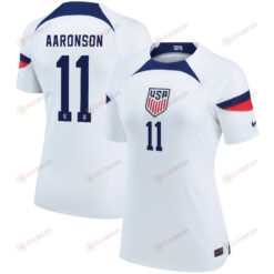 USA National Team 2022 Qatar World Cup Brenden Aaronson 11 White Home Women Jersey