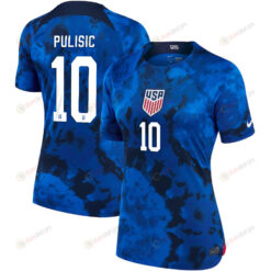 USA National Team 2022 Qatar World Cup Christian Pulisic 10 Blue Away Women Jersey