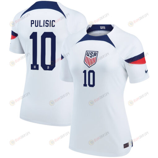 USA National Team 2022 Qatar World Cup Christian Pulisic 10 White Home Women Jersey