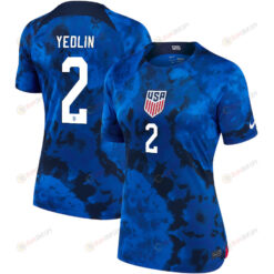 USA National Team 2022 Qatar World Cup DeAndre Yedlin 2 Blue Away Women Jersey