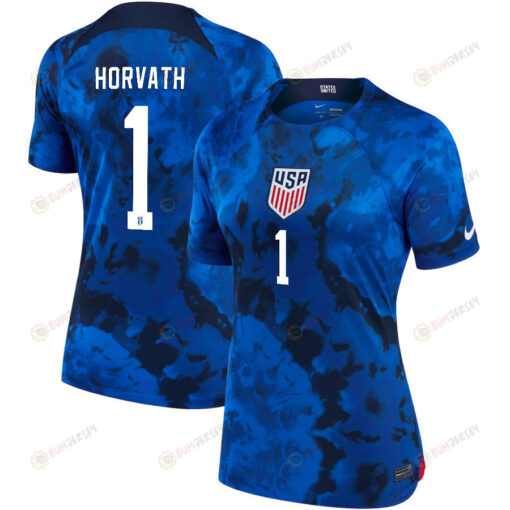 USA National Team 2022 Qatar World Cup Ethan Horvath 1 Blue Away Women Jersey