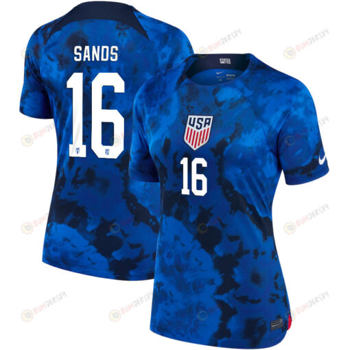 USA National Team 2022 Qatar World Cup James Sands 16 Blue Away Women Jersey