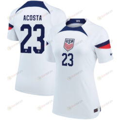 USA National Team 2022 Qatar World Cup Kellyn Acosta 23 White Home Women Jersey