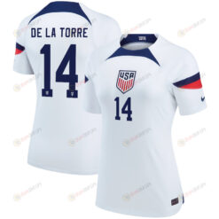 USA National Team 2022 Qatar World Cup Luca de la Torre 14 White Home Women Jersey