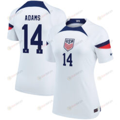 USA National Team 2022 Qatar World Cup Tyler Adams 14 White Home Women Jersey