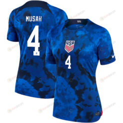 USA National Team 2022 Qatar World Cup Yunus Musah 4 Blue Away Women Jersey