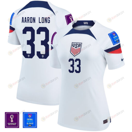 USA National Team FIFA World Cup Qatar 2022 Patch Aaron Long 33 Home Women Jersey