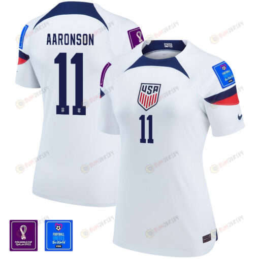 USA National Team FIFA World Cup Qatar 2022 Patch Aaronson 11 Home Women Jersey