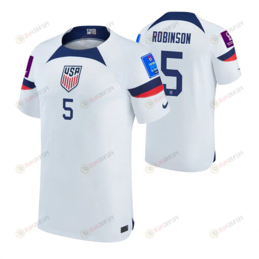 USA National Team FIFA World Cup Qatar 2022 Patch Antonee Robinson 5 - Home Youth Jersey