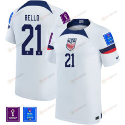 USA National Team FIFA World Cup Qatar 2022 Patch Bello 21 Home Men Jersey