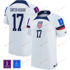 USA National Team FIFA World Cup Qatar 2022 Patch Cameron Carter-Vickers 17 Home Jersey