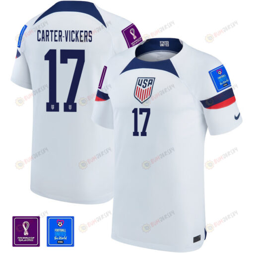 USA National Team FIFA World Cup Qatar 2022 Patch Carter-Vickers 17 Home Men Jersey