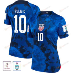 USA National Team FIFA World Cup Qatar 2022 Patch Christian Pulisic 10 - Away Women Jersey