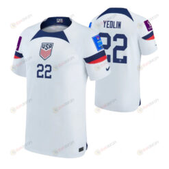 USA National Team FIFA World Cup Qatar 2022 Patch DeAndre Yedlin 22 Home Men Jersey - White