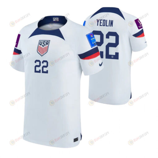 USA National Team FIFA World Cup Qatar 2022 Patch DeAndre Yedlin 22 - Home Youth Jersey