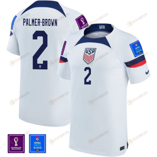 USA National Team FIFA World Cup Qatar 2022 Patch Erik Palmer-Brown 2 Home Men Jersey