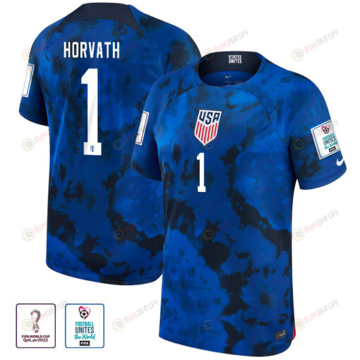 USA National Team FIFA World Cup Qatar 2022 Patch Ethan Horvath 1 Men Jersey - Away